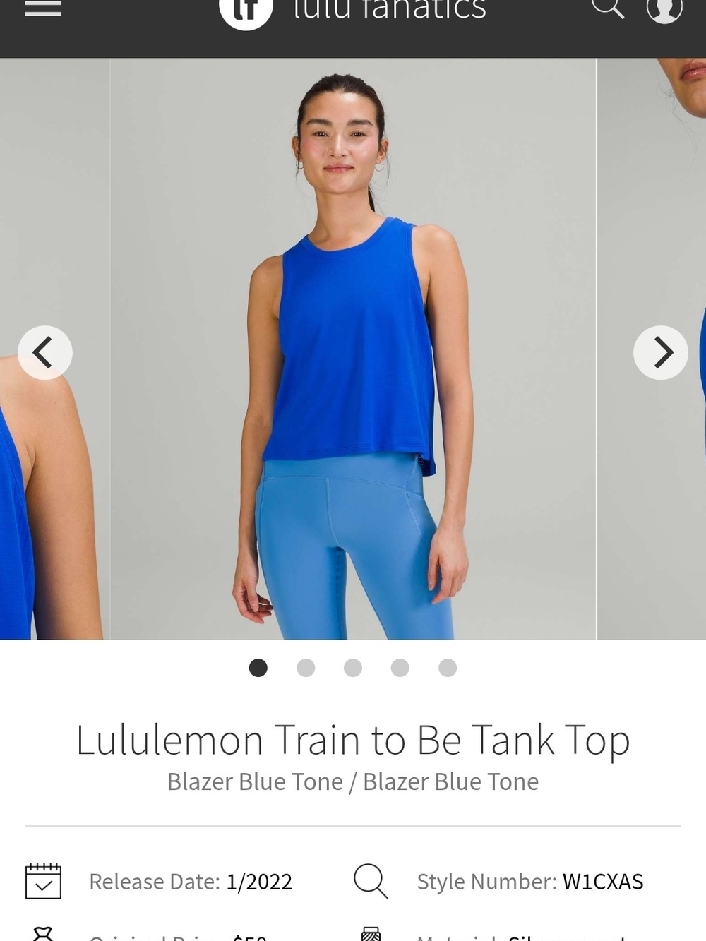 Lululemon Bright Royal Blue Train to Be Tank Top
